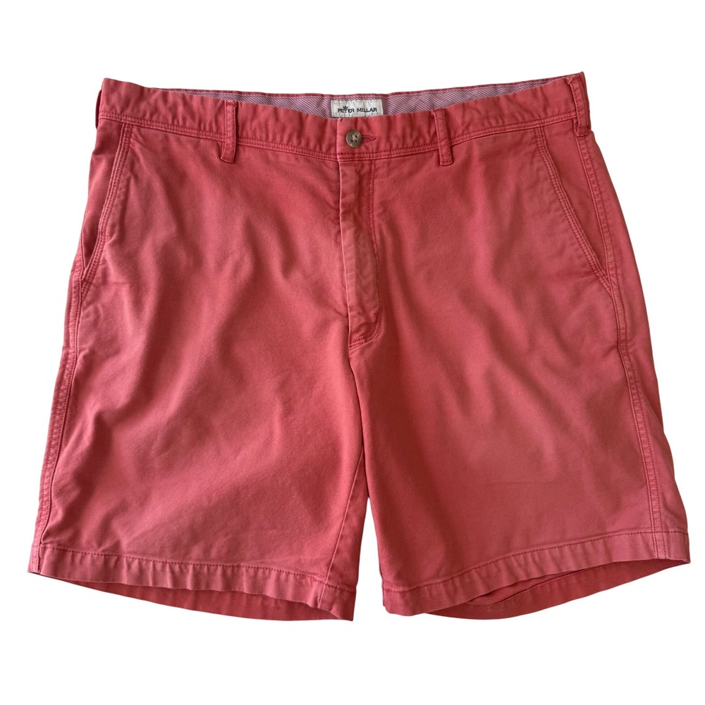 Peter Millar Shackleford Golf Shorts Salmon Pink Cotton Performance Preppy Sz 36